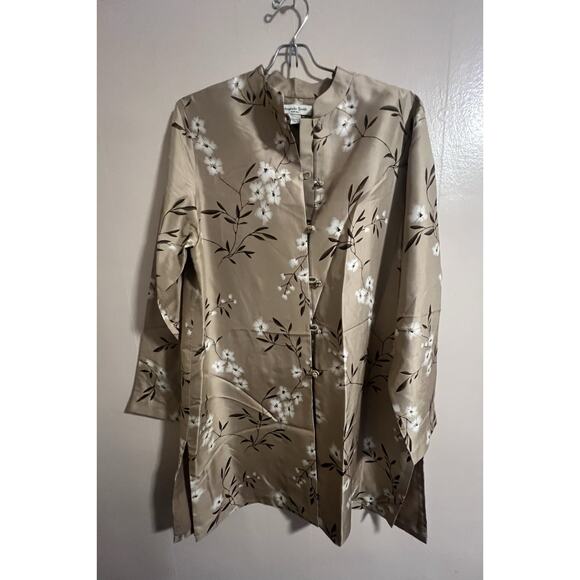 Amanda Smith 100% Silk Jacket W/ 2 Pairs Of 100% Silk Pants Women’s 12 Floral - Picture 2 of 16